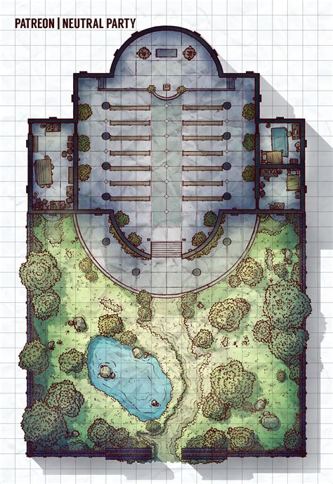 [OC][Art] Garden Temple Battlemap : DnD | Dungeon maps, Fantasy city map, Dnd world map