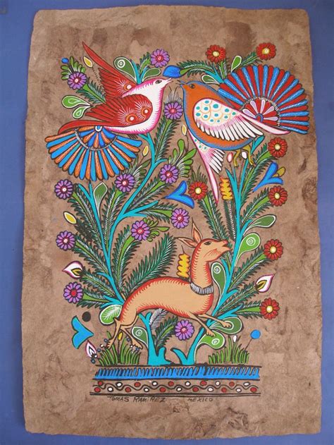 mexican bark painting | Mexican folk art, Folk art flowers, Mexican art