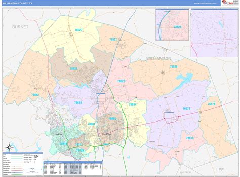 Williamson County, TX Wall Map Color Cast Style by MarketMAPS - MapSales