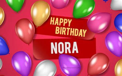 Download 4k, Nora Happy Birthday, pink backgrounds, Nora Birthday ...