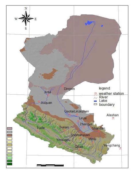 The topography of the Heihe River Basin and location of the 19... | Download Scientific Diagram