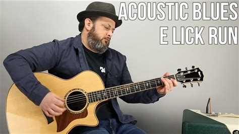 Acoustic Blues Guitar Lesson - Open Positon E Run and Licks - YouTube