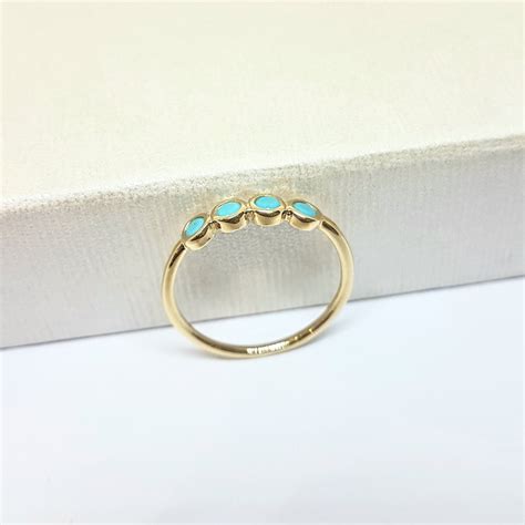 14K Real Solid Gold Turquoise Ring for Women | December Birthstone Ring