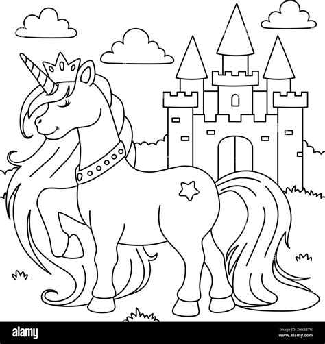 Unicorn Princess Coloring Page for Kids Stock Vector Image & Art - Alamy