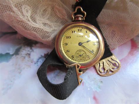 Antique Ladies Elgin Gold Fill Wrist Watch on Black Ribbon Band With Gold Fill Findings | Gold ...