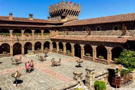 Castello Di Amorosa, Napa Valley - The large castle courtyard is a relaxing place to sit down ...