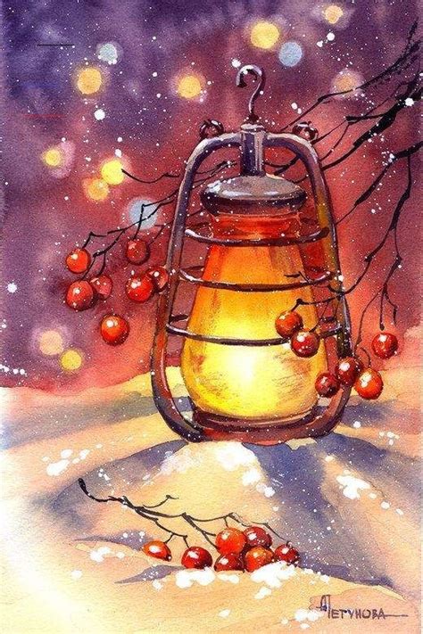 Aquarell Lampe - #christmascard | Watercolor christmas cards, Christmas ...