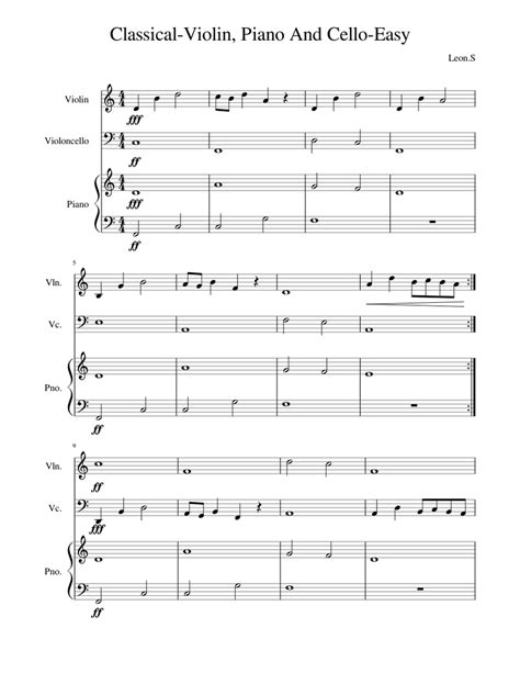 Classical-Violin And Cello-Easy Sheet music for Piano, Violin, Cello (Piano Trio) | Musescore.com