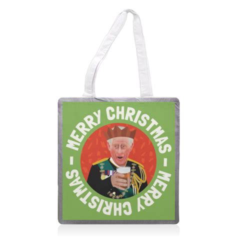 Christmas King Charles Bold Illustration Giftware - printed canvas tote bag designed by ...