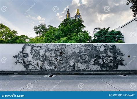 Graffiti Engraved Concrete Wall Editorial Stock Image - Image of asia, outdoor: 157075829