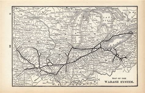 1908 Antique WABASH RAILWAY Map Vintage Wabash Railroad Map - Etsy in ...