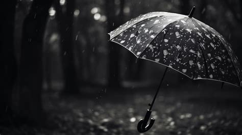 Premium AI Image | A black and white photo of an umbrella in the rain