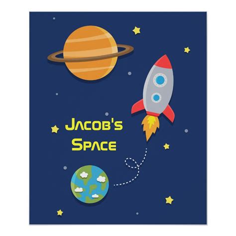 Outer Space, Rocket Ship, For Kids Room Poster | Zazzle.com in 2020 | Kids room poster, Space ...