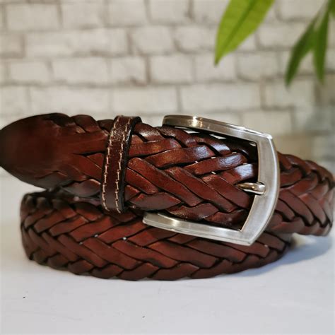 Leather Belt Handmade, Braided Leather Belt, Brown belt , Genuine Leather Belt, Real Leather ...