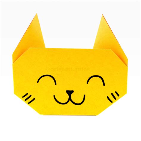 How To Make An Easy Origami Cat Face - Folding Instructions - Origami Guide