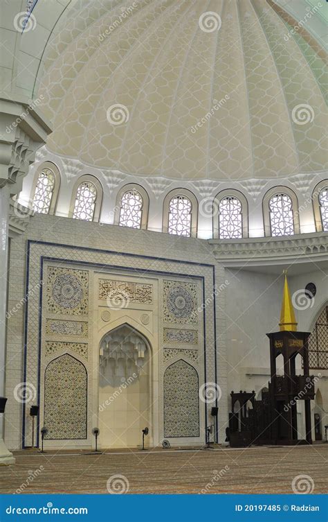 The Beautiful Interior Design Of Wilayah Mosque Stock Image - Image ...