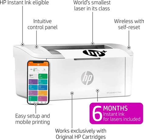 HP LaserJet M110we Wireless Monochrome Printer with HP+ and Bonus 6 Months Instant Ink (7MD66E ...