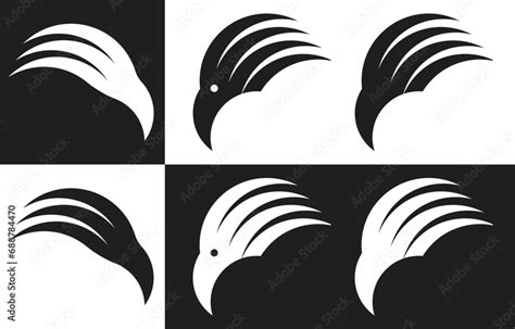 Abstract stylized symbol with an eagle head. Logo design, icons of a simple graphic bird with a ...