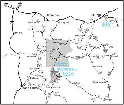 Map Yellowstone Area And Surrounding - London Top Attractions Map