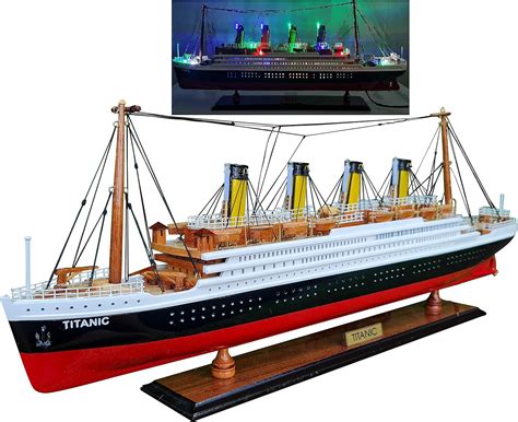 Amazon.com: RMS Titanic Wood Cruise Boat Wooden Ship Model 23" 60cm Display Decoration Detailed ...