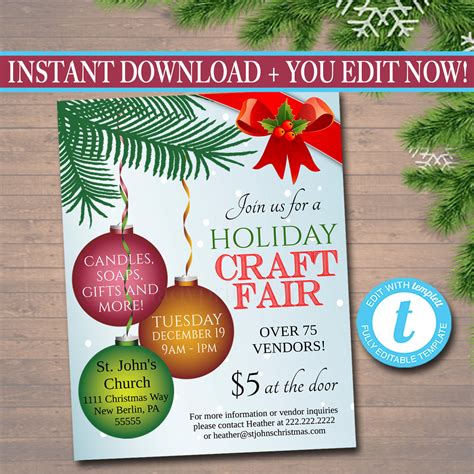 EDITABLE Holiday Craft Fair Flyer Christmas Craft Show