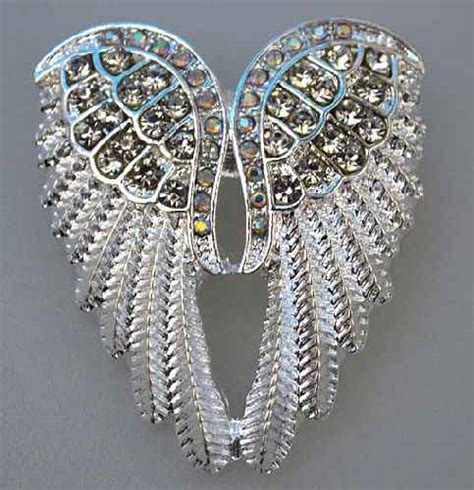 Rhinestone Angel Wings Brooch Pin