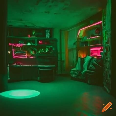 Neon-lit cyberpunk room on Craiyon