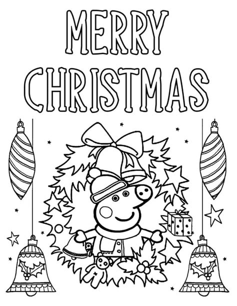 Merry Christmas with Peppa Pig coloring page - Download, Print or Color ...