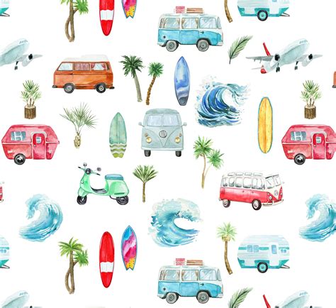 Vintage Beach Fabric by the Yard. Surfboards Beach Summer - Etsy