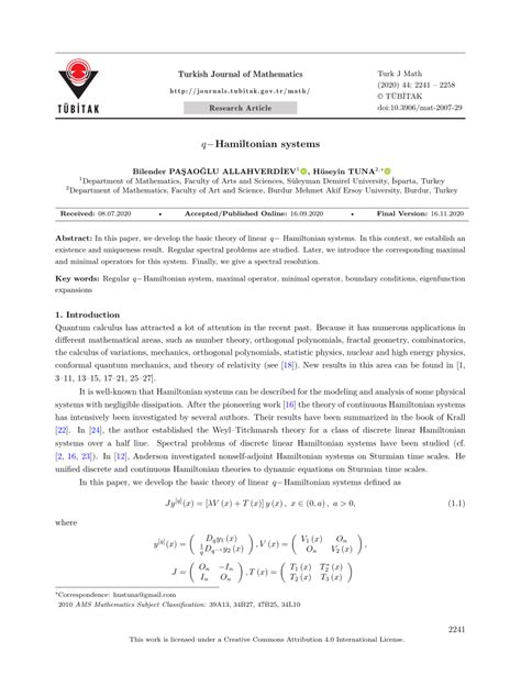 (PDF) q−Hamiltonian systems