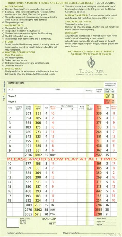 Marriott Tudor Park Golf & Country Club - Course Profile | Course Database