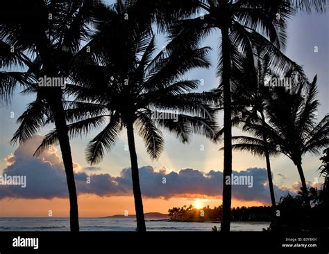 Sunset at Poipu Beach Kauai Hawaii Stock Photo - Alamy