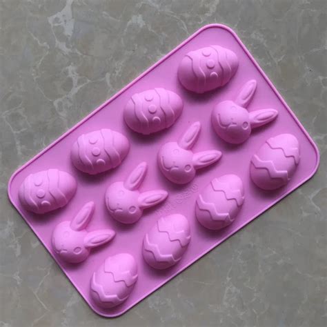 Easter Egg & Easter Bunny Shape Silicone Cake Mold Easter Bonus Series Bakeware Candy Chocolate ...