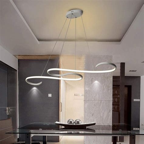 Minimalism Style Acrylic LED Ceiling Light Curve Design Modern Dimmable Pendant Lamp Chandelier ...