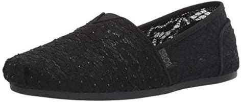 Skechers Bobs Bobs Plush-rhinestone And Lace Slip On Ballet Flat in Black | Lyst