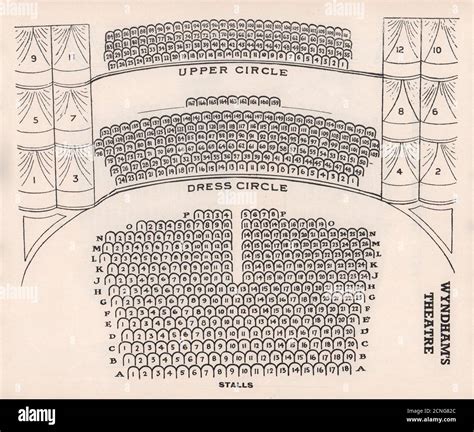 WYNDHAM'S THEATRE vintage seating plan. London West End 1937 old vintage print Stock Photo - Alamy