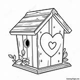 Rustic Bird House With A Heart Coloring Page  Pagescom sketch template