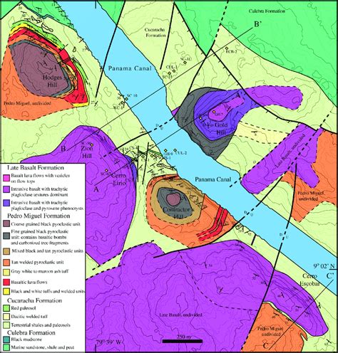 Geologic map of the Culebra Cut along the Panama Canal. The map depicts... | Download Scientific ...