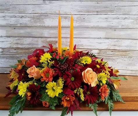 Thanksgiving Centerpiece with Candles in Point Pleasant, NJ | Purple Iris Flower Shop