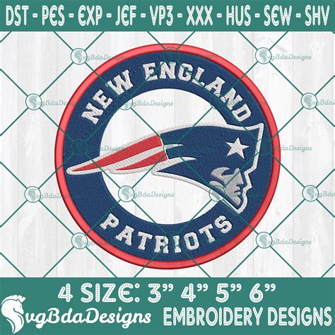 New England Patriots Logo Embroidery Designs, NFL Team Logo Embroidered