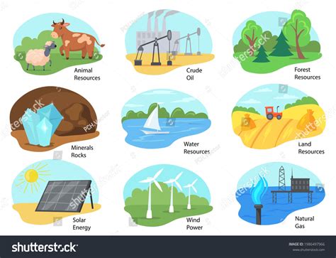 Different Types Natural Resources Vector Illustrations Stock Vector ...