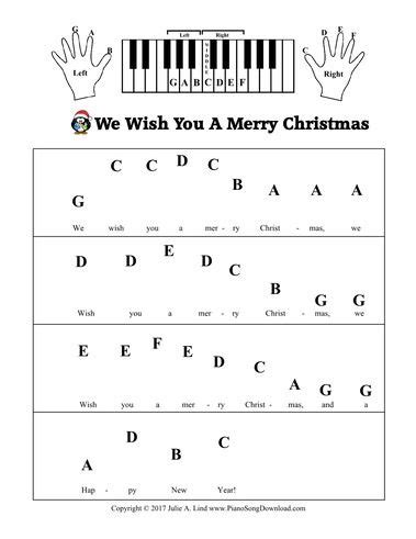 We Wish You A Merry Christmas Pre-Staff with letters for beginning piano lessons. | Piano music ...