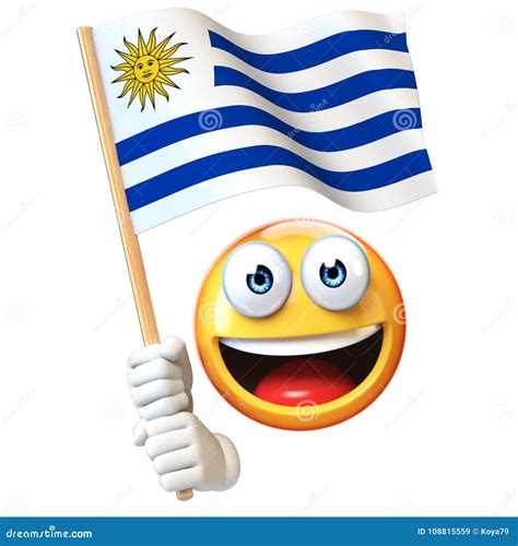 Emoji Holding Uruguay Flag, Emoticon Waving National Flag of Uruguay 3d ...