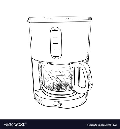 Sketch of electric coffee maker Royalty Free Vector Image