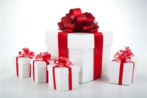 One Large White Gift Box and White Gift Boxes Stock Image - Image of ...