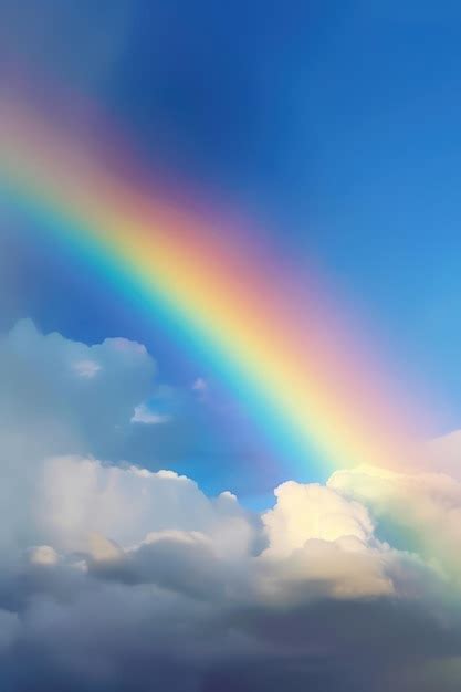 Premium Photo | A rainbow with clouds in the sky