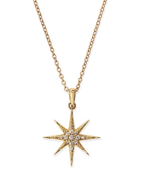 Mizuki Pave Diamond Star Pendant Necklace in Metallic | Lyst