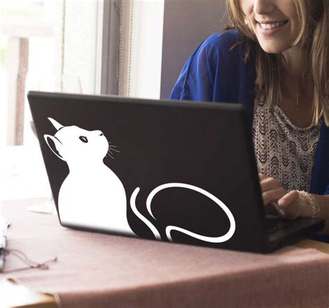 Cat silhouette laptop sticker - TenStickers