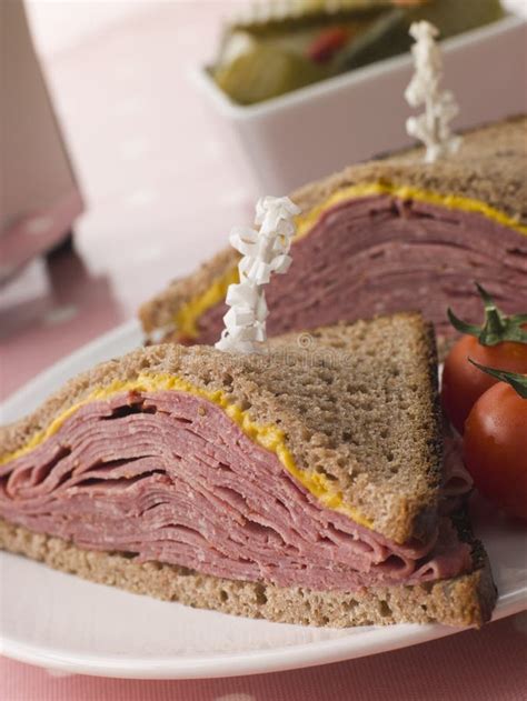 Pastrami Sandwich Rye Bread Stock Photo - Image of pickle, beef: 8160200