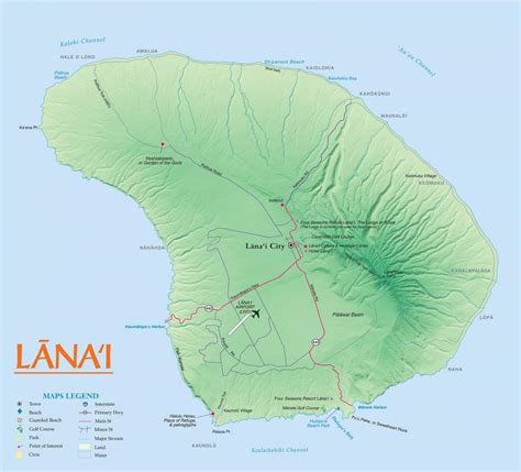 Lanai Island Outline Map